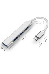 4 Port Type C Hub Ultra Slim Usb Hub 4lü Type Usb C Çoklayıcı Alimunyum Kasa Ultra Ince Usb 3.0 Hub - 5