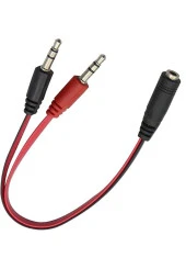 2 Erkek 1 Dişi 3.5mm Kulaklık Mikrofon Ayırıcı Pc Dizüstü Mic Audio Y Splitter Kablosu Headset thumbnail 1