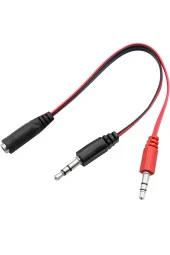 2 Erkek 1 Dişi 3.5mm Kulaklık Mikrofon Ayırıcı Pc Dizüstü Mic Audio Y Splitter Kablosu Headset thumbnail 3