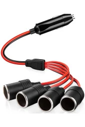 Araç Çakmaklık Çoklayıcı Splitter 1 Erkek 4 Dişi Çakmak Uzatma 12v-24v - 1