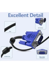 5 Metre Vga Kablo 15 Pin Erkek Erkek Vga Kablo 5m Monitör Tv Projektör Görüntü Kablosu - 5