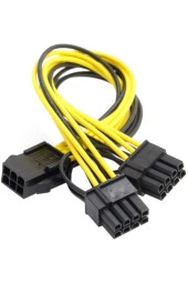 6 Pin 8 Pin Y Kablo 6 Pin Dişi - Çift 8 Pinli (6+2) Erkek Pcıe 6p - 2x 6+2p Ekran Kartı Psu Kablosu thumbnail 1