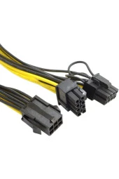 6 Pin 8 Pin Y Kablo 6 Pin Dişi - Çift 8 Pinli (6+2) Erkek Pcıe 6p - 2x 6+2p Ekran Kartı Psu Kablosu thumbnail 3