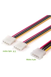 Molex Splitter Kablo 4 Pin Molex Güç Uzatma Kablosu Molex Power Çoklayıcı 4pin Erkek Çift 4pin Dişi - 3