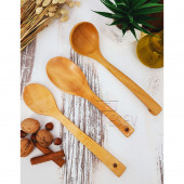 Ahşap Tahta Mutfak Kaşık Seti 3 Parça Kayın , Şimşir ve Bambu Ağacı - 1