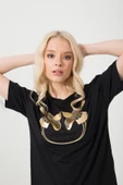 Baskılı Basic Bisiklet Yaka Örme T-Shirt - 3