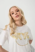Baskılı Basic Bisiklet Yaka Örme T-Shirt - 10