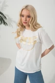 Baskılı Basic Bisiklet Yaka Örme T-Shirt - 11