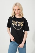 Baskılı Basic Bisiklet Yaka Örme T-Shirt - 6