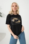 Baskılı Basic Bisiklet Yaka Örme T-Shirt - 11
