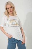 Baskılı Basic Bisiklet Yaka Örme T-Shirt - 1