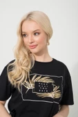 Baskılı Basic Bisiklet Yaka Örme T-Shirt - 8