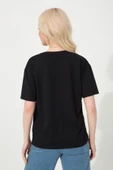 Baskılı Basic Bisiklet Yaka Örme T-Shirt - 7