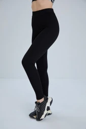 Siyah tayt, klasik toparlayıcı çelik örme kumaş - 5