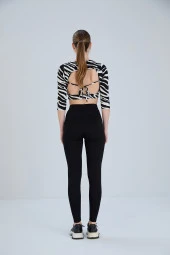 Siyah tayt, klasik toparlayıcı çelik örme kumaş - 8