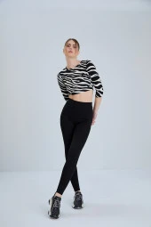 Siyah tayt, klasik toparlayıcı çelik örme kumaş - 1