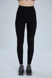 Siyah tayt, klasik toparlayıcı çelik örme kumaş - 4