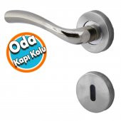 Rozetli Oda Kapı Kolu Sağa ve Sola Uygun Nikel 1 Takım thumbnail 1