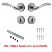 Rozetli Oda Kapı Kolu Sağa ve Sola Uygun Nikel 1 Takım thumbnail 2