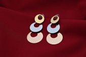 ÖZEL SERİ GOLD/GÜMÜŞ/ROSE ÜÇ RENK DAİRE FİGÜR ÇELİK KÜPE-CLKKP5 - 4