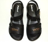 KADIN POLİÜRETAN TABAN CIRT BANTLI SİYAH RENK DİKİŞ DETAYLI SANDALET - 4