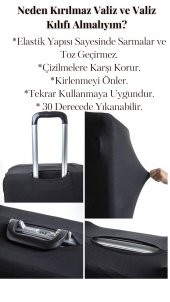 Kırılmaz Valiz & Valiz Kılıfı Siyah Polipropilen Gövdeli 8683255012398 - 3
