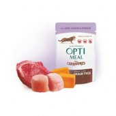 Optimeal Süper Premium Tavuk-Kuzu Filetolu Balkabak Sosu İçerisinde Tahılsız Pouch Kedi Maması 85 Gr - 1