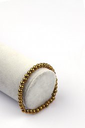 Gold Renkli Hematit Doğal Taş Bileklik 6mm Küre Kesim thumbnail 1