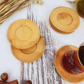 Ahşap Çay Tabağı 6 lı Set Bardak Fincan Kupa Altlığı ( YUVARLAK ) - 2