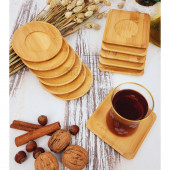 Ahşap Çay Tabağı 12 li Set Bardak Fincan Kupa Altlığı ( YUVARLAK - KARE ) - 1