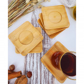 Ahşap Çay Tabağı 6 lı Set Bardak Fincan Kupa Altlığı ( KARE ) - 3