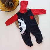 MARS BABY Erkek Bebek Siyah Kırmızı Kapşonlu Tulum - 1