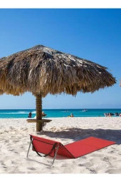 Exent Kırmızı Katlanır Portatif Şezlong-Çantalı - 1