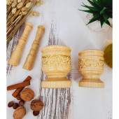 El Yapımı Ahşap Ağaç Havan Sarımsak Döveceği Takımı 2 li ( Yaldızlı Lüx 8 lik - 10 luk ) - 2