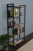 Metal Kitaplık 5 Raflı 180 cm Telli Büyük Kitaplık Atlantik Çam - 1