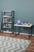 Metal Kitaplık 5 Raflı + 60x90 cm Çalışma Masası Beyaz - 1