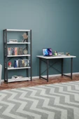 Metal Kitaplık 5 Raflı + 60x90 cm Çalışma Masası Beyaz - 3