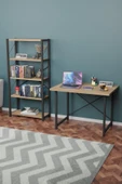 Metal Kitaplık 5 Raflı + 60x90 cm Çalışma Masası Atlantik Çam thumbnail 1