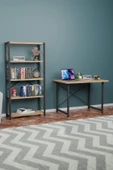 Metal Kitaplık 5 Raflı + 60x90 cm Çalışma Masası Atlantik Çam thumbnail 3