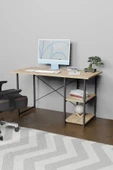 Çalışma Masası 2 Raflı Metal Ahşap 60x120 Ofis Bilgisayar Masası Atlantik Çam - 1