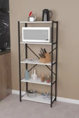 CMKStore Dekoratif Metal 5 Raflı Dekoratif Malzeme Dolabı Mutfak Mikrodalga Fırın Rafı Beyaz - 1