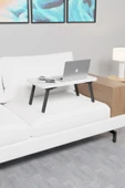 Katlanır Laptop Masası Sehpası Çalışma Yatak Kahvaltı Masası 60x35 Cm Beyaz - 2
