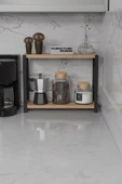 Metal Mutfak Tezgah Üstü Organizer 2 Yüksek Raflı Banyo Mutfak Düzenleyici Atlantik Çam - 2