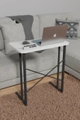 Metal Ayaklı Laptop Sehpası 60x35 cm Kahvaltı Masası Çalışma Sehpası Beyaz - 1