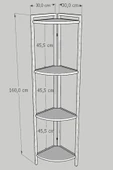 Metal Köşe Raf 4 Katlı Dekoratif Üçgen Raf Beyaz - 3