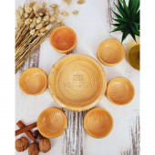 El Yapımı Ahşap Doğal Ağaç Çerezlik Doğal Ağaç Kahvaltılık Kase 7 Parça - 1