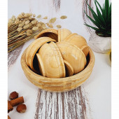 El Yapımı Ahşap Doğal Ağaç Çerezlik Doğal Ağaç Kahvaltılık Kase 7 Parça - 5