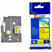Puun Brother P-Touch TZE-631 aze631 12MM x 8m Sarı Üzerine Siyah Muadil Laminasyon Etiket Şeridi - 1