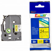 Puun Brother P-Touch TZE-651 aze651 24MM x 8m Sarı Üzerine Siyah Muadil Laminasyon Etiket Şeridi - 1