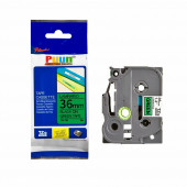 Puun Brother P-Touch TZE-761 aze761 36MM x 8m Yeşil Üzerine Siyah Muadil Laminasyon Etiket Şeridi - 1
